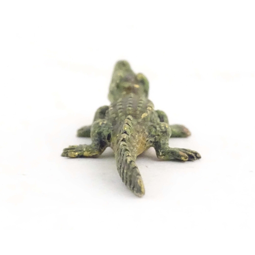 1012 - A cold painted bronze model of a crocodile / alligator. Approx. 2