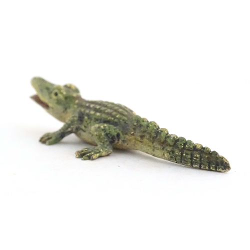 1012 - A cold painted bronze model of a crocodile / alligator. Approx. 2