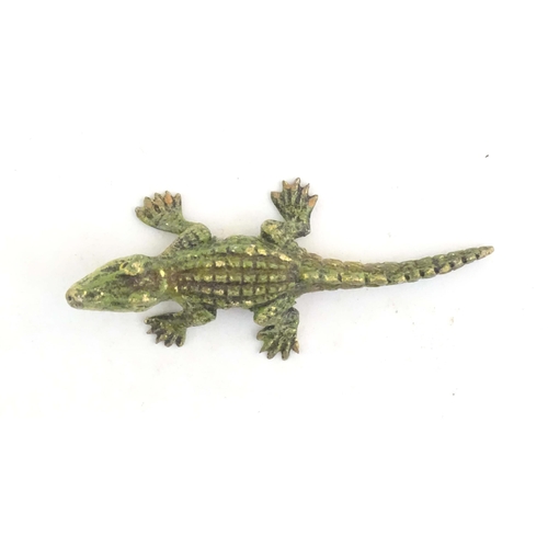 1012 - A cold painted bronze model of a crocodile / alligator. Approx. 2