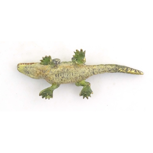 1012 - A cold painted bronze model of a crocodile / alligator. Approx. 2