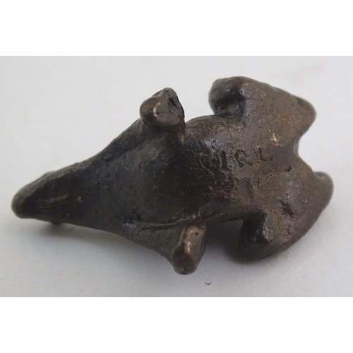 1014 - A cold painted bronze model of a seated frog. Approx. 1 1/4