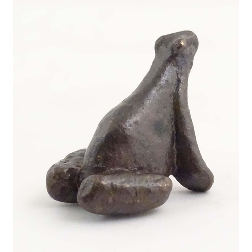 1014 - A cold painted bronze model of a seated frog. Approx. 1 1/4