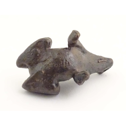 1014 - A cold painted bronze model of a seated frog. Approx. 1 1/4