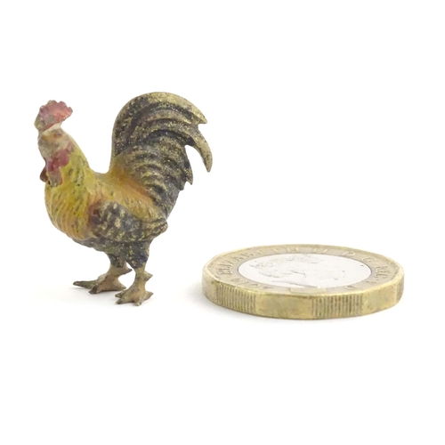 1016 - A cold painted bronze model of a cockerel / rooster. Approx. 1