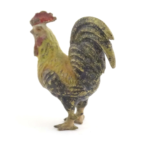 1016 - A cold painted bronze model of a cockerel / rooster. Approx. 1