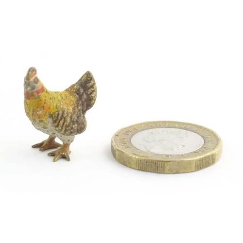 1017 - A cold painted bronze model of a chicken. Approx. 1