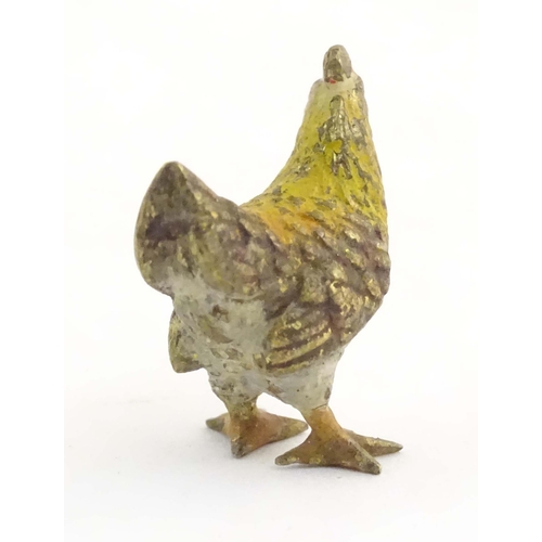 1017 - A cold painted bronze model of a chicken. Approx. 1