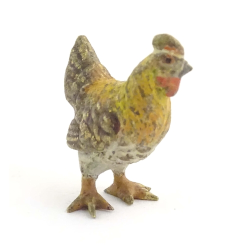 1017 - A cold painted bronze model of a chicken. Approx. 1