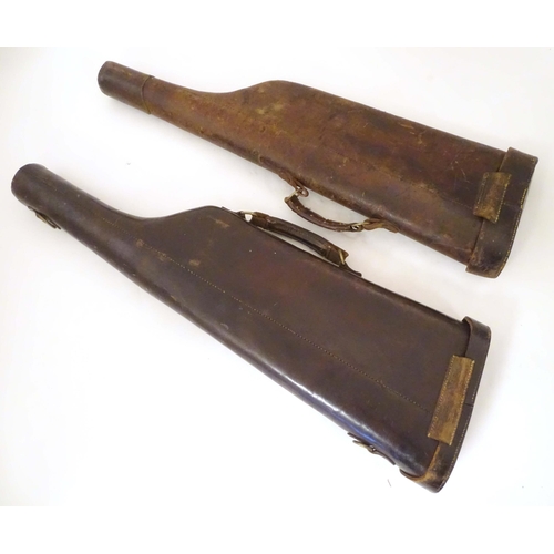 1262 - A late Victorian 'Leg o' Mutton' gun case, of leather construction, the interior with central divisi... 