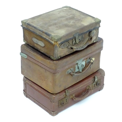 1263 - A mid 20thC vanity case, with fitted interior containing bottles, together with a mid 20thC small su... 