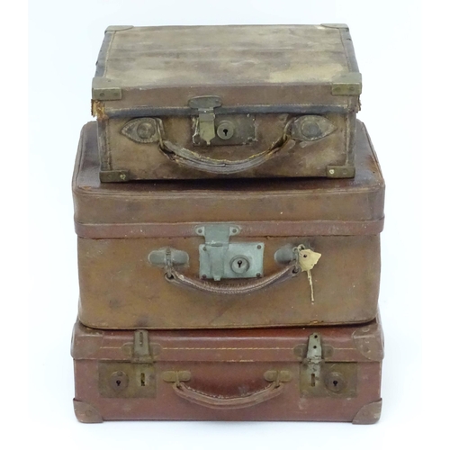 1263 - A mid 20thC vanity case, with fitted interior containing bottles, together with a mid 20thC small su... 