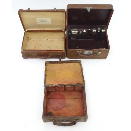 1263 - A mid 20thC vanity case, with fitted interior containing bottles, together with a mid 20thC small su... 