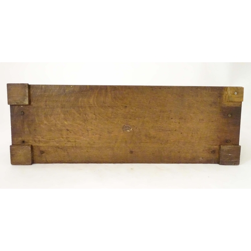 1264 - A 19thC carved oak Gothic book trough with lancet shaped uprights and carved foliate detail. Label u... 