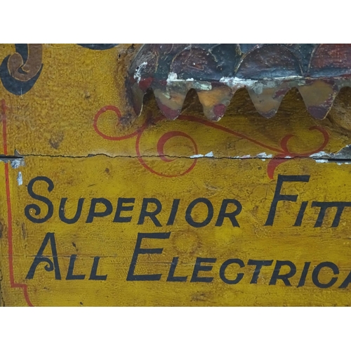 1275 - A 20thC painted wooden shop advertising sign for Runman & Bloch - Superior Fittings & Shade for All ... 