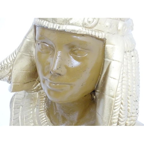 1276 - A 20thC painted concrete statue depicting the Egyptian Queen Cleopatra. Approx. 31 3/4