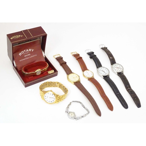 775 - A quantity of 20thC wrist watches, comprising examples by Timex , Accurist and Rotary , together wit... 