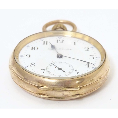 778 - An Ingersol - Trenton 15 jewel pocket watch in a gilt metal case, the enamel dial signed Ingersol-Tr... 