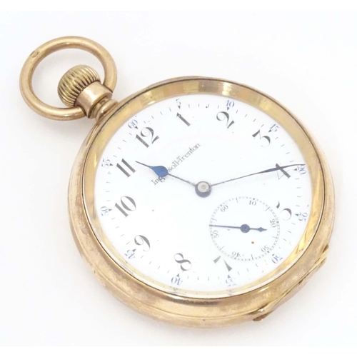 778 - An Ingersol - Trenton 15 jewel pocket watch in a gilt metal case, the enamel dial signed Ingersol-Tr... 