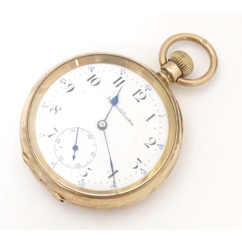 778 - An Ingersol - Trenton 15 jewel pocket watch in a gilt metal case, the enamel dial signed Ingersol-Tr... 