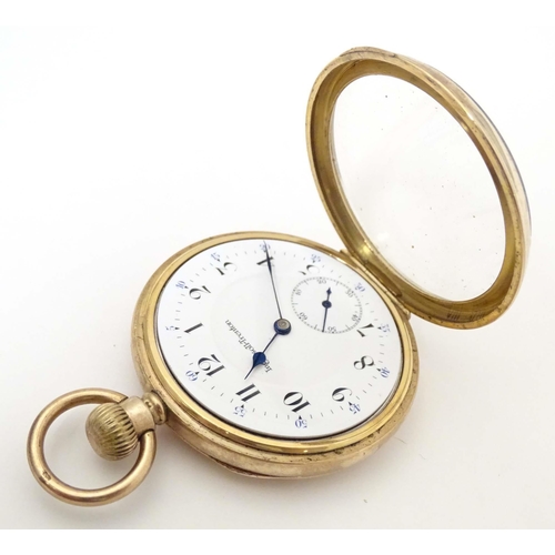 778 - An Ingersol - Trenton 15 jewel pocket watch in a gilt metal case, the enamel dial signed Ingersol-Tr... 