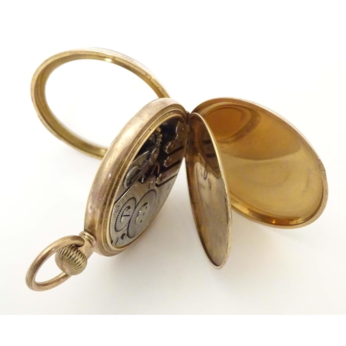 778 - An Ingersol - Trenton 15 jewel pocket watch in a gilt metal case, the enamel dial signed Ingersol-Tr... 