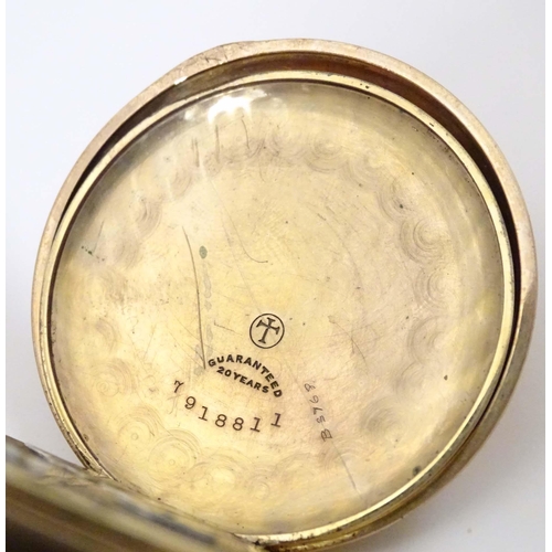 778 - An Ingersol - Trenton 15 jewel pocket watch in a gilt metal case, the enamel dial signed Ingersol-Tr... 