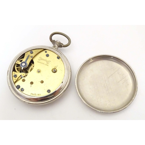 782 - A Festival of Britain 1951 fob with enamel decoration. Together with a pocket watch, the dial signed... 