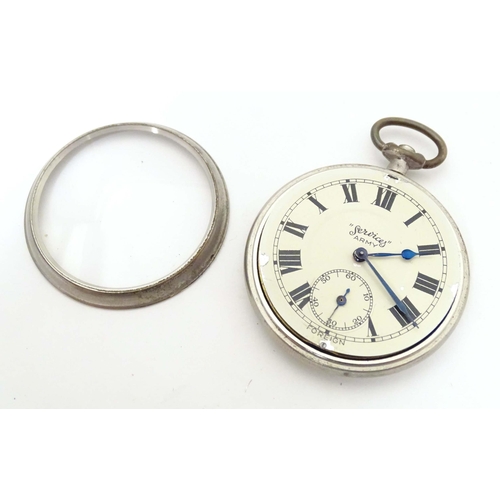 782 - A Festival of Britain 1951 fob with enamel decoration. Together with a pocket watch, the dial signed... 