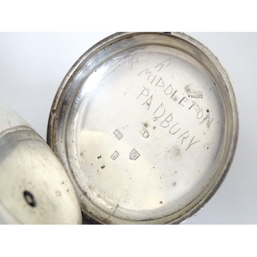 783 - A Victorian silver pocket watch hallmarked Chester 1871, the enamel dial with inset seconds dial and... 