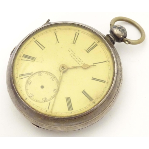 783 - A Victorian silver pocket watch hallmarked Chester 1871, the enamel dial with inset seconds dial and... 