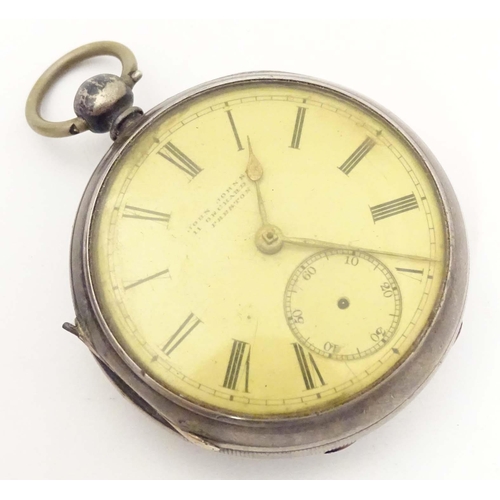 783 - A Victorian silver pocket watch hallmarked Chester 1871, the enamel dial with inset seconds dial and... 