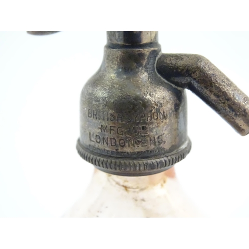 1097 - Local Buckinghamshire interest: Two glass soda syphons / seltzer bottles etched with T. & F. J. Tayl... 