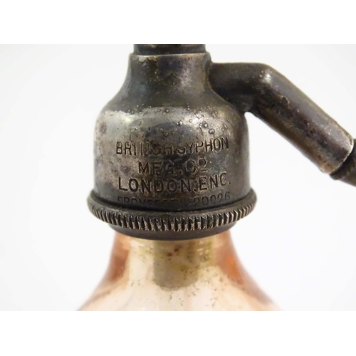 1097 - Local Buckinghamshire interest: Two glass soda syphons / seltzer bottles etched with T. & F. J. Tayl... 