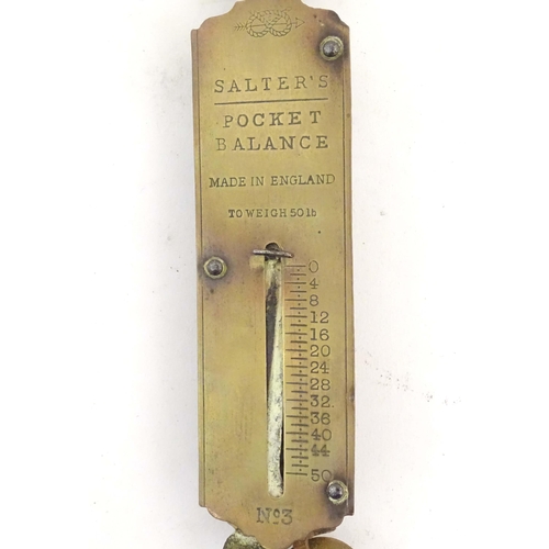 1116 - Three late 19thC pocket spring balance scales, comprising a Salter's No. 3 (<50lb), a Salter's preci... 