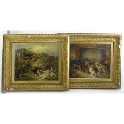 1691 - After George Armfield (1808-1893), Early 20th century, Two over painted prints laid on canvas, Terri... 