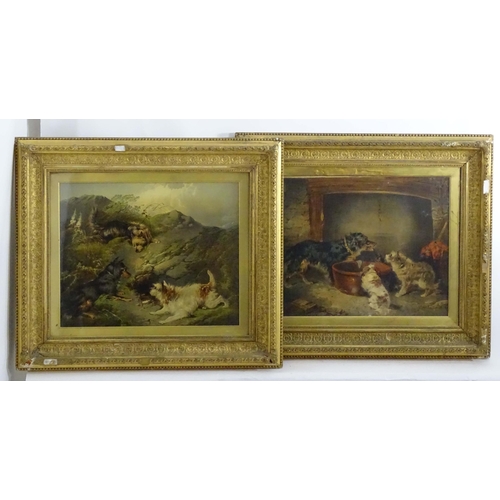 1691 - After George Armfield (1808-1893), Early 20th century, Two over painted prints laid on canvas, Terri... 