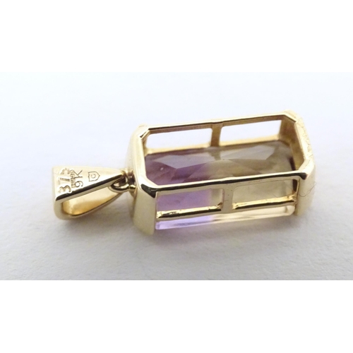 606 - A 9ct gold ring set with central Anahi ametrine flanked by diamonds to shoulders, together with a 9c... 