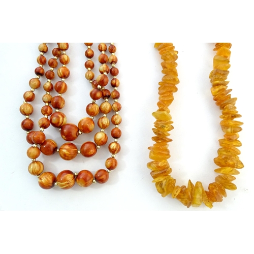 760 - A quantity of assorted bead necklaces to include some amber examples.