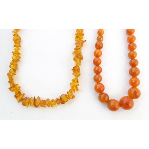 760 - A quantity of assorted bead necklaces to include some amber examples.