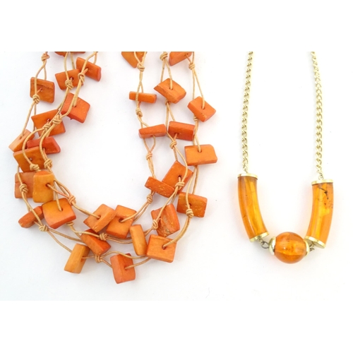 760 - A quantity of assorted bead necklaces to include some amber examples.