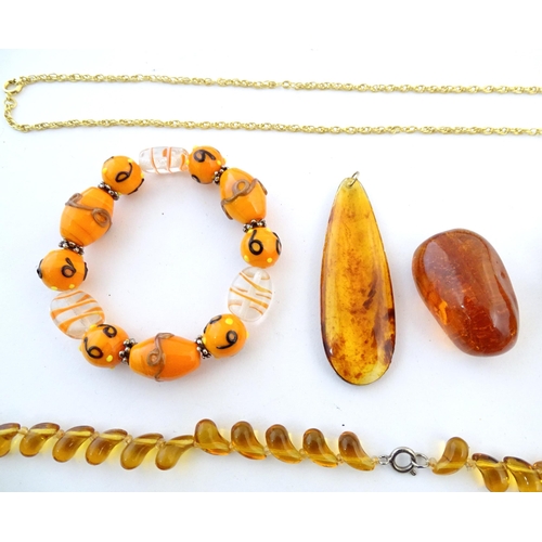 760 - A quantity of assorted bead necklaces to include some amber examples.