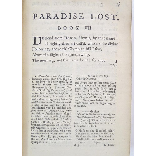 899 - Books: Paradise Lost, A poem in twelve books, vols I & II, by John Milton. Published London, 1763 (2... 