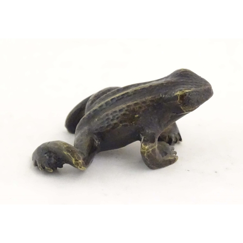 1010 - A cold painted bronze model of a frog / toad. Approx. 2