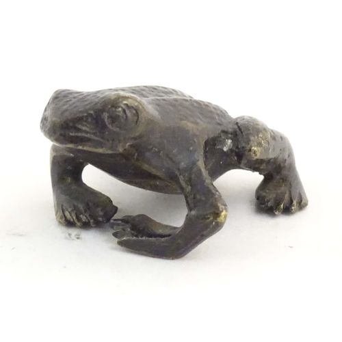 1010 - A cold painted bronze model of a frog / toad. Approx. 2