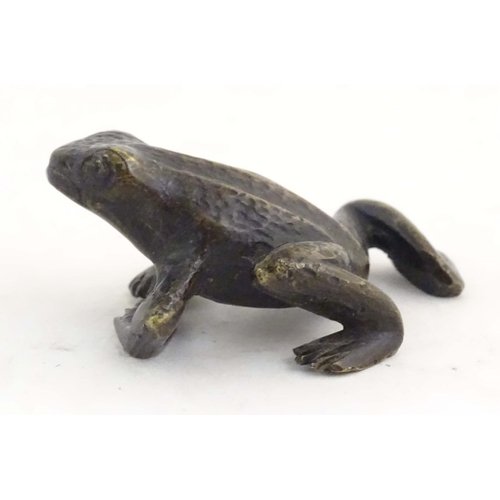 1010 - A cold painted bronze model of a frog / toad. Approx. 2