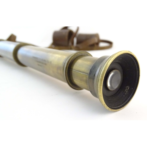 1169 - A mid 20thC brass four-drawer telescope by Broadhurst, Clarkson & Co, London, the barrel with leathe... 