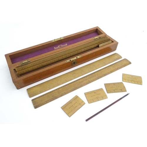 1239 - A late Victorian draughtsman's stationery box by Stanley, constructed from mahogany with brass furni... 