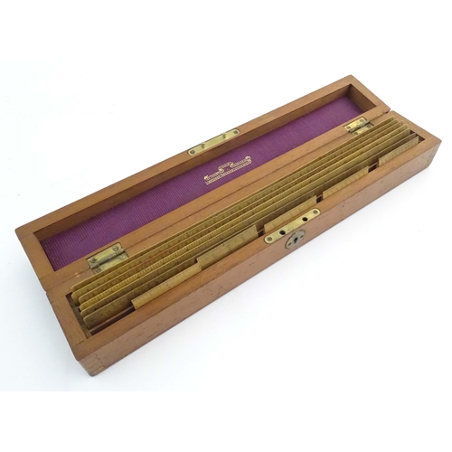 1239 - A late Victorian draughtsman's stationery box by Stanley, constructed from mahogany with brass furni... 