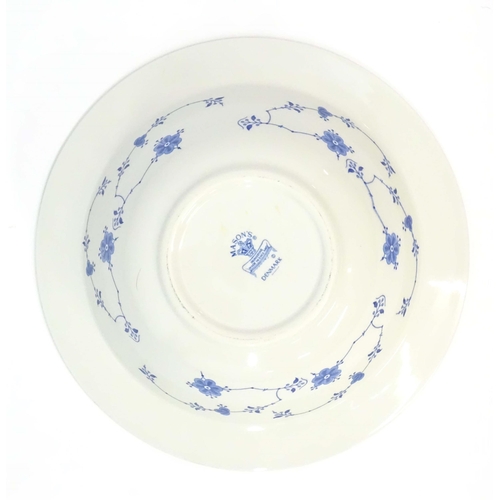 205 - A quantity of blue and white tea and dinner wares in the pattern Denmark / Blue Denmark with floral ... 