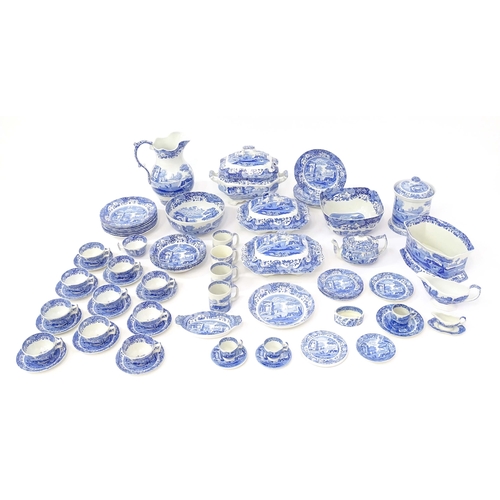 207 - A quantity of blue and white Copeland Spode and Spode tea and dinner wares in the Italian pattern to... 